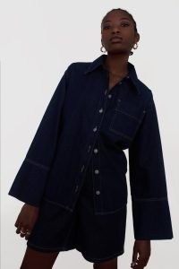 ALIGNE FRANKIE WIDE SLEEVE DENIM SHIRT | women’s dark blue organic cotton shirts | womens indigo fashion