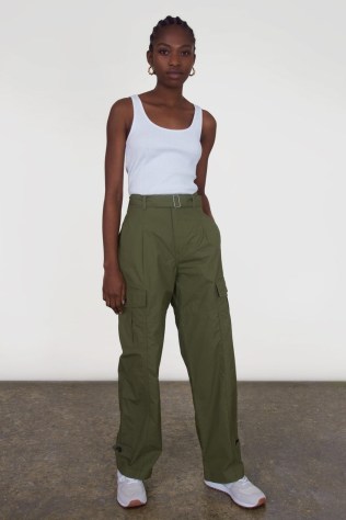 ALIGNE FRAZER UTILITY TROUSER Khaki ~ womens green organic cotton side pocket trousers ~ women’s casual utilitarian clothing - flipped