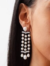 JESSICA MCCORMACK Diamond, pearl & 18kt gold chandelier earrings ~ luxury handmade statement jewellery