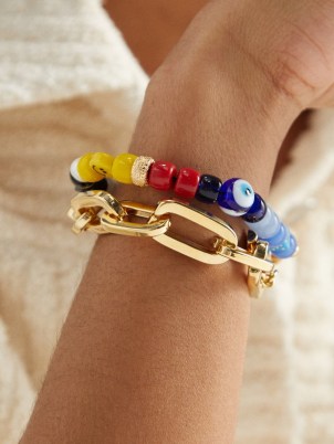 JOOLZ BY MARTHA CALVO Epic Chain 14kt gold-plated lariat bracelet – women’s chunky statement bracelets – women’s contemporary jewellery - flipped