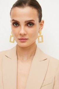 glamorous statement jewellery ~ Gold Plated Mottled Square Hoop Earring