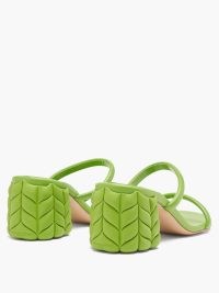 GIANVITO ROSSI Florea 60 braided-effect green leather sandals ~ chunky rubber block heels