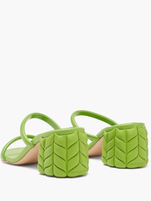 GIANVITO ROSSI Florea 60 braided-effect green leather sandals ~ chunky rubber block heels - flipped