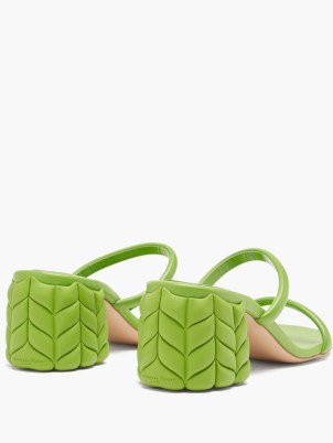 GIANVITO ROSSI Florea 60 braided-effect green leather sandals ~ chunky rubber block heels