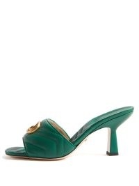 GUCCI Marmont GG quilted green leather mules
