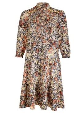 ME and EM Hand-Painted Floral Swing Dress / frill trimmed tiered hem dresses - flipped