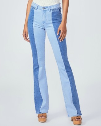 PAIGE DENIM High Rise Laurel Canyon Ocean Blues | women’s tonal blue colour block jeans