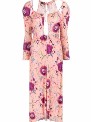 Isabel Marant Papaya floral-print midi dress / feminine cut out dresses - flipped