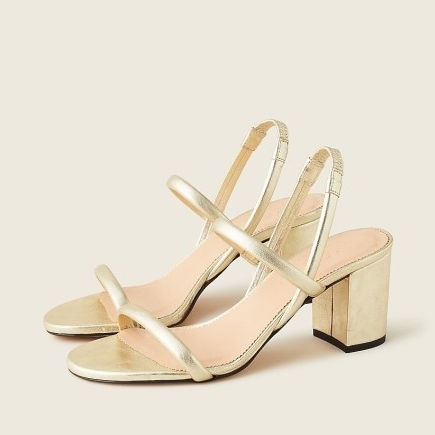 J.CREW Lucie slingback block-heel sandals in metallic gold leather ~ women’s summer party slingbacks
