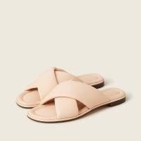 J.CREW Menorca padded cross-strap sandals in leather Pampered Pink / crisscross front slides / luxe sliders / casual summer flats