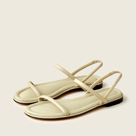 J.CREW Menorca padded slingback sandals in Faded Pistachio | light green leather flats - flipped
