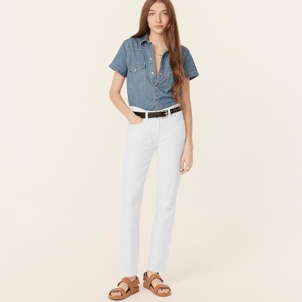 J.CREW 9″ vintage slim-straight jean in white | women’s casual summer denim jeans - flipped
