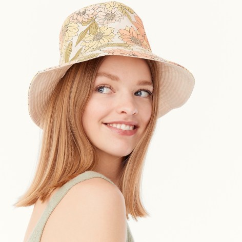 J.CREW Reversible bucket hat / women’s floral cotton summer hats - flipped