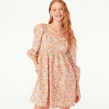 J.CREW Squareneck cotton poplin dress in zinnia floral / women’s square neck organic cotton summer dresses - flipped