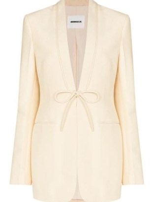 Jil Sander tie-front single-breasted blazer – women’s chic beige jackets - flipped