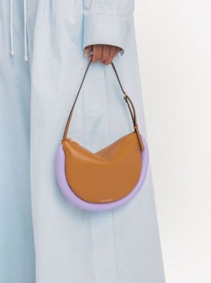 JW Anderson The Bumper Moon shoulder bag in toffe/lilac ~ brown leather colour block handbags