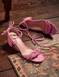 Boden Knot Detail Heel Sandals Sachet Pink / ankle tie mid block heels