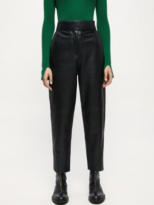 JIGSAW Leather Barrel Trouser – womens luxury black barrel leg trousers