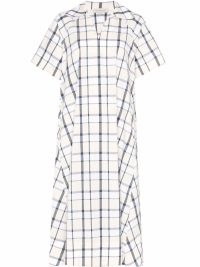 Lee Mathews Wiley check-print A-line midi dress / short sleeve check print dresses / BCI cotton