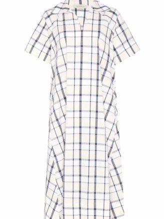 Lee Mathews Wiley check-print A-line midi dress / short sleeve check print dresses / BCI cotton - flipped