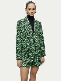JIGSAW Leopard Print Jacket in Green / women’s wild cat animal print jackets