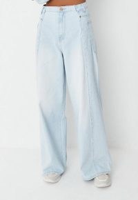 Missguided light blue co ord deconstructed baggy boyfriend jeans