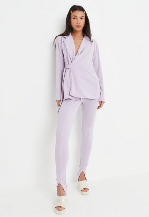 MISSGUIDED lilac co ord d ring belted blazer ~ women’s on-trend blazers - flipped