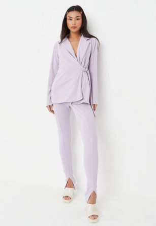 MISSGUIDED lilac co ord d ring belted blazer ~ women’s on-trend blazers