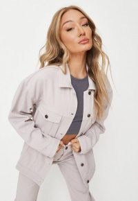 Missguided lilac co ord oversized denim jacket | womens casual on-trend jackets