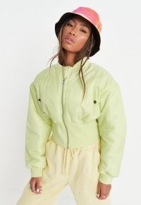 MISSGUIDED lime corset cropped bomber jacket ~ women’s casual green crop hem jackets