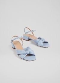 L.K. BENNETT Lina Blue Leather Knotted Sandals ~ front knot detail summer shoes