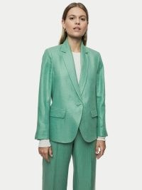 JIGSAW Linen Herringbone Brook Blazer Green ~ women’s tailored blazers
