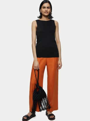 Jigsaw Linen Herringbone Palazzo | womens orange wide leg trousers | women’s spring and summer clothes