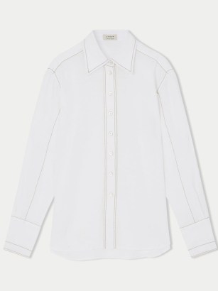 JIGSAW Linen Stitch Detail Shirt / women’s white summer shirts