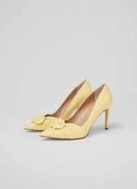 L.K. BENNETT MABEL LEMON LEATHER ETERNITY RING COURTS ~ yellow pointed toe court shoes ~ women’s summer occasion high heel shoes