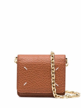 Maison Margiela Four Stitch chain-link wallet ~ mini brown leather crossbody bags ~ women’s chain strap wallets