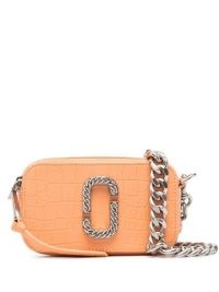 Marc Jacobs The Snapshot orange embossed leather crossbody bag / small croc effect chain shoulder strap bags