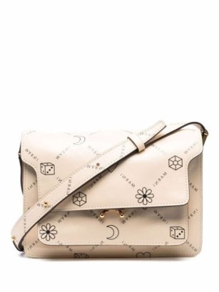 Marni Trunk graphic-print crossbody bag | womens printed leather shoulder bags - flipped