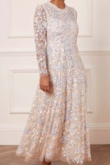 needle & thread MARY ROSE ANKLE GOWN / shimmering sequinned tulle occasion gowns / glittering blue and white sequin embellished dresses - flipped