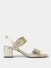 Jigsaw Maybell Metallic Heeled Sandal Gold | shiny block heel sandals | square toe summer footwear