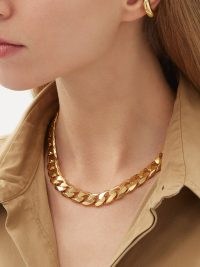 ALL BLUES Moto 18kt gold-vermeil necklace – women’s chunky curb chain necklaces – womens on-trend jewellery