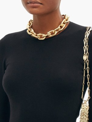 PACO RABANNE XL chain-link necklace / women’s designer chunky statement jewellery / gold-tone necklaces - flipped