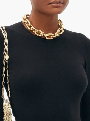 PACO RABANNE XL chain-link necklace / women’s designer chunky statement jewellery / gold-tone necklaces