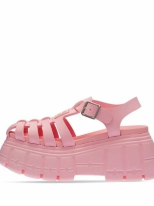 Miu Miu Eva platform sandals / chunky pink caged platforms