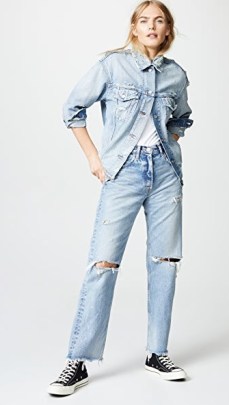 MOUSSY VINTAGE MV Odessa Wide Straight Jeans ~ women’s distressed denim fashion ~ womens ripped casual clothes - flipped