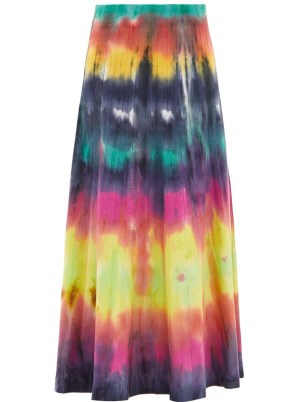 GABRIELA HEARST Ella tie-dyed cashmere-blend midi skirt | multicoloured knitted skirts | sweeping hemline | women’s knitwear fashion - flipped