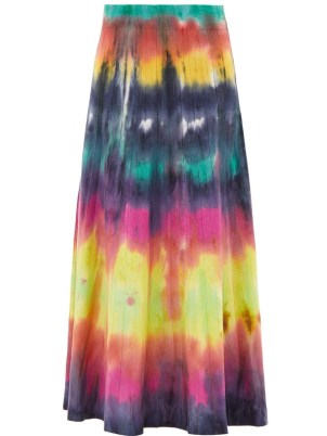 GABRIELA HEARST Ella tie-dyed cashmere-blend midi skirt | multicoloured knitted skirts | sweeping hemline | women’s knitwear fashion