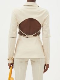 JACQUEMUS Melo cutout wool-blend suit jacket – women’s cut out jackets – open back detail fashion