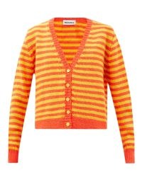 MOLLY GODDARD Tonya striped lambswool cardigan | orange and yellow stripe cardigans | women’s bright knitwear