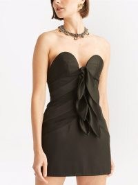 Oscar de la Renta backless drape-bow silk dress ~ strapless LBD ~ women’s designer mini dresses ~ womens glamorous party clothes